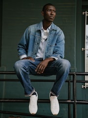 Tommy Hilfiger Blue Cinch Back Denim Trucker Jacket - Image 2 of 8