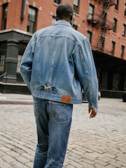 Tommy Hilfiger Blue Cinch Back Denim Trucker Jacket - Image 3 of 8