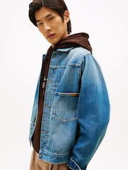 Tommy Hilfiger Blue Cinch Back Denim Trucker Jacket - Image 7 of 8