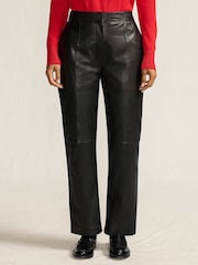 Lands' End Black Leather Trousers - Image 1 of 4
