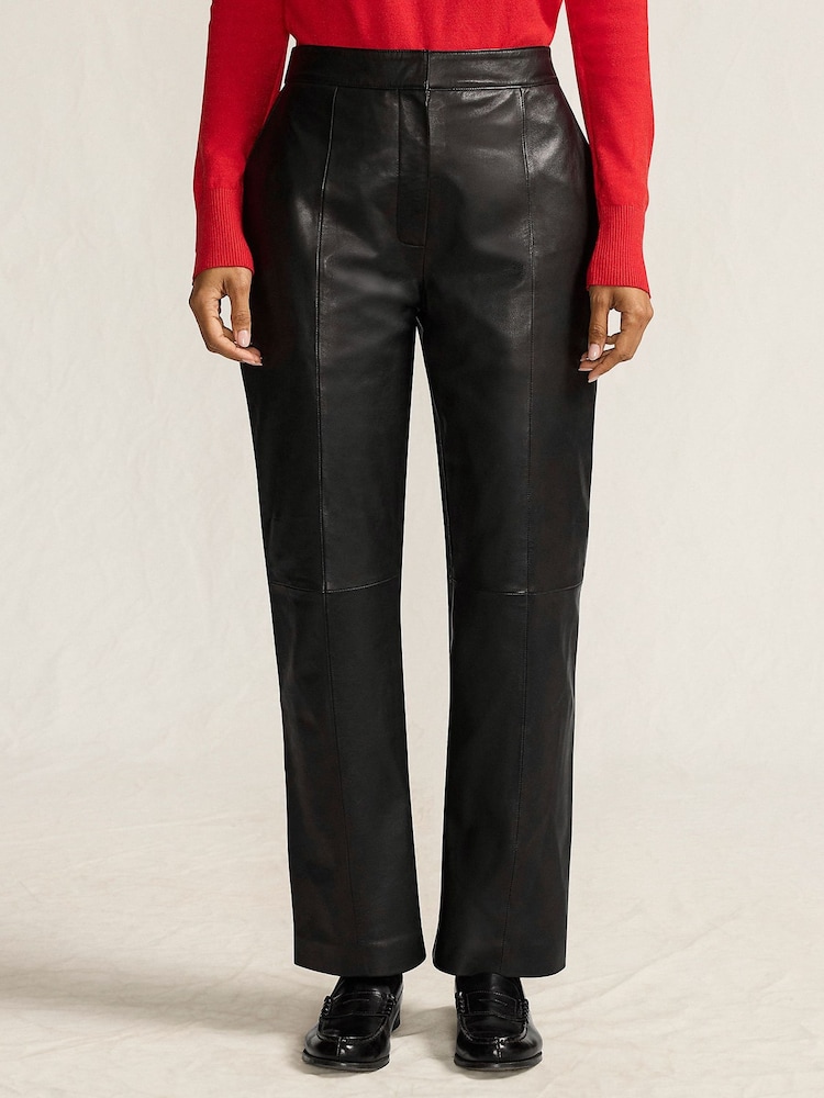 Lands' End Black Leather Trousers - Image 1 of 4
