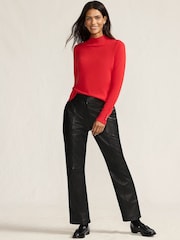 Lands' End Black Leather Trousers - Image 3 of 4