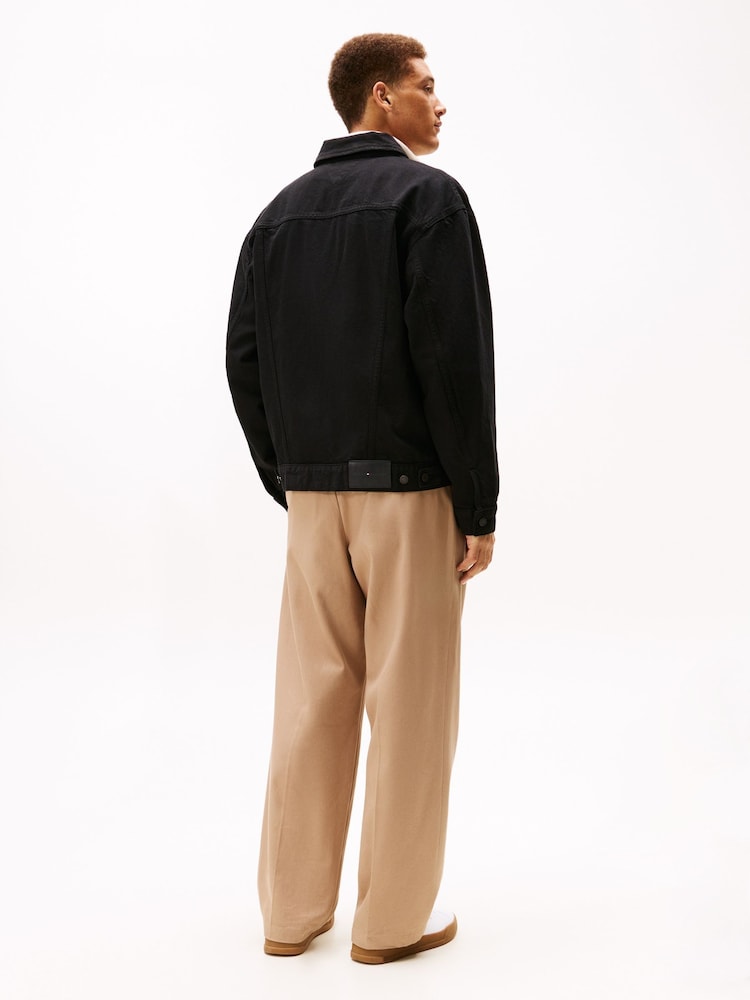 Tommy Hilfiger Black Relaxed Washed Denim Trucker Jacket - Image 2 of 6 Tommy Hilfiger Black Relaxed Washed Denim Trucker Jacket - Image 2 of 6