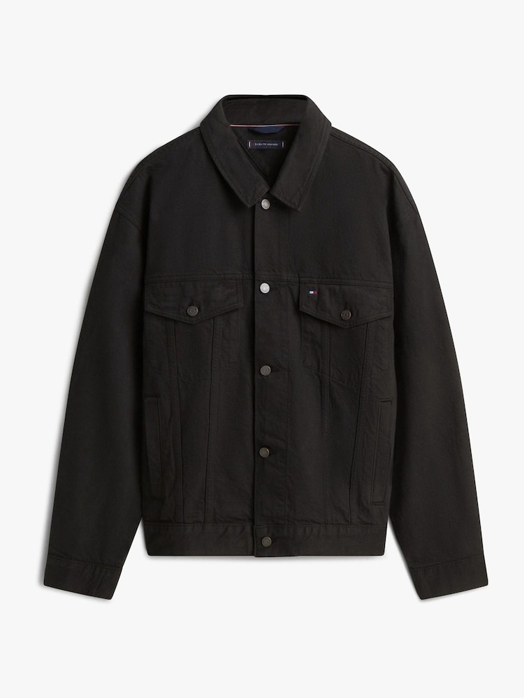 Tommy Hilfiger Black Relaxed Washed Denim Trucker Jacket - Image 6 of 6 Tommy Hilfiger Black Relaxed Washed Denim Trucker Jacket - Image 6 of 6