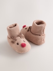 Brown Reindeer Baby Sock Top Boots (0-18mths) - Image 4 of 5