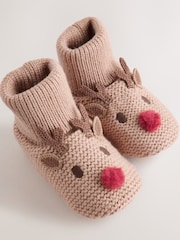 Brown Reindeer Baby Sock Top Boots (0-18mths) - Image 5 of 5