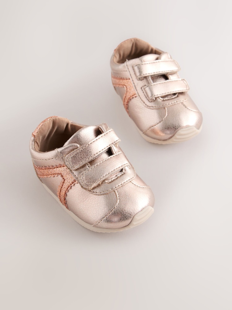 Bronze Metallic Baby Touch Fastening Trainers (0-24mths) - Image 1 of 5