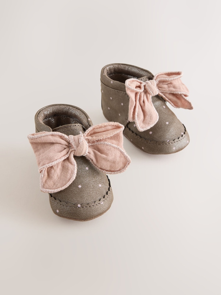 Chocolate Brown Polka Dot Baby Boots (0-18mths) - Image 1 of 5 Chocolate Brown Polka Dot Baby Boots (0-18mths) - Image 1 of 5