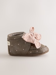 Chocolate Brown Polka Dot Baby Boots (0-18mths) - Image 2 of 5