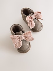 Chocolate Brown Polka Dot Baby Boots (0-18mths) - Image 3 of 5