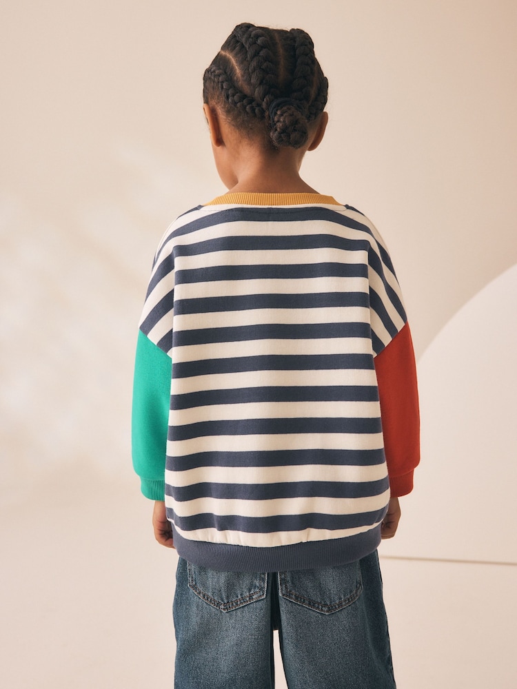 Hotch Potch Stripe Printed Crew Neck Sweat Top (3mths-7yrs) - Image 2 of 4 Hotch Potch Stripe Printed Crew Neck Sweat Top (3mths-7yrs) - Image 2 of 4