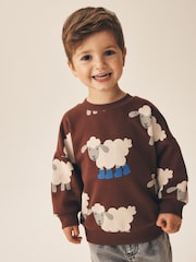 Brown Sheep All Over Printed Crew Neck Sweat Top (3mths-7yrs) - Image 1 of 4