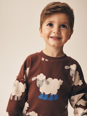 Brown Sheep All Over Printed Crew Neck Sweat Top (3mths-7yrs) - Image 4 of 4