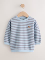 Blue/Brown Stripe All Over Printed Crew Neck Sweat Top (3mths-7yrs) - Image 1 of 4