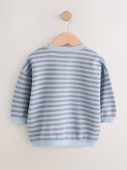 Blue/Brown Stripe All Over Printed Crew Neck Sweat Top (3mths-7yrs) - Image 2 of 4