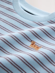 Blue/Brown Stripe All Over Printed Crew Neck Sweat Top (3mths-7yrs) - Image 3 of 4