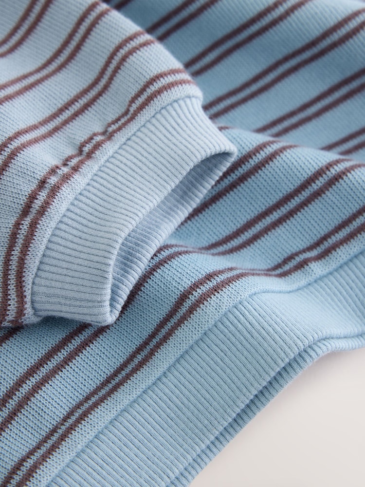 Blue/Brown Stripe All Over Printed Crew Neck Sweat Top (3mths-7yrs) - Image 4 of 4