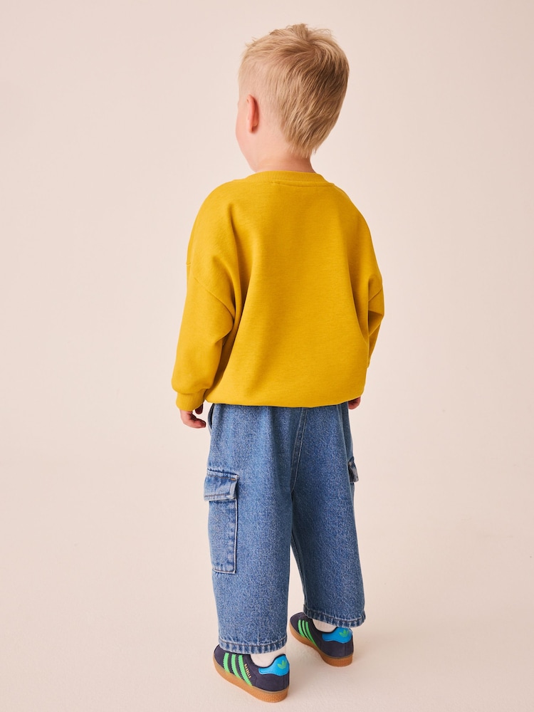 Ochre Yellow Printed Crew Neck Sweat Top (3mths-7yrs) - Image 2 of 4