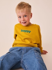 Ochre Yellow Printed Crew Neck Sweat Top (3mths-7yrs) - Image 3 of 4