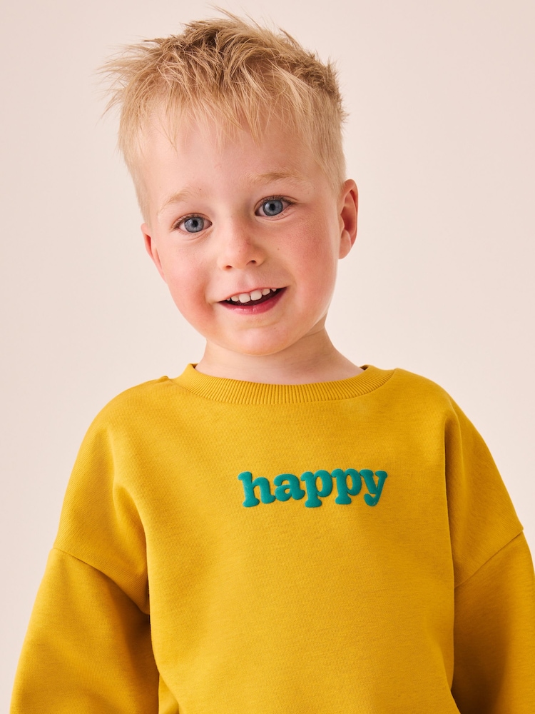 Ochre Yellow Printed Crew Neck Sweat Top (3mths-7yrs) - Image 4 of 4