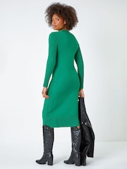 Roman Green Cable Knit Midi Jumper Dress - Image 2 of 5