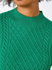 Roman Green Cable Knit Midi Jumper Dress - Image 5 of 5