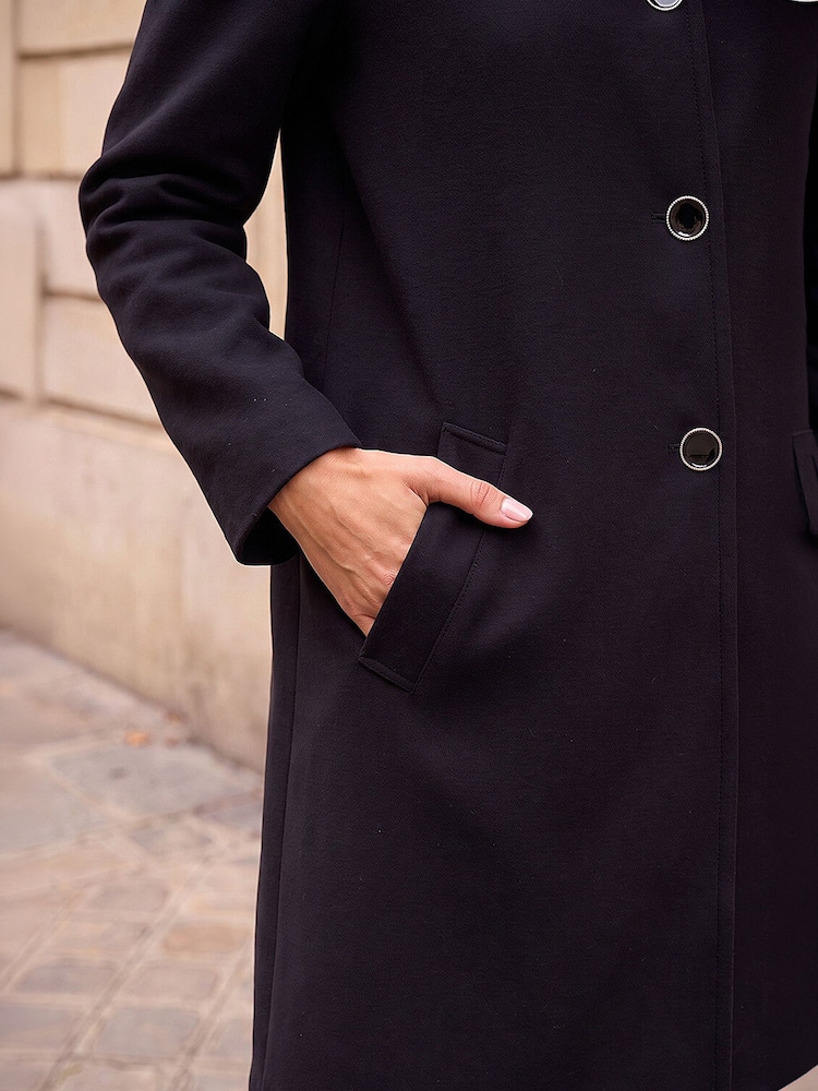 Roman Black Buttoned Swing Coat - Image 4 of 4 Roman Black Buttoned Swing Coat - Image 4 of 4