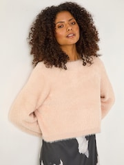 Roman Pink Fluffy Long Sleeve Knit Jumper - Image 4 of 5