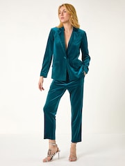 Roman Blue Velvet Cigarette Stretch Trousers - Image 2 of 5