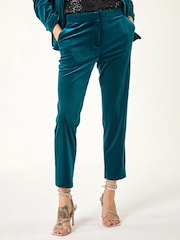 Roman Blue Velvet Cigarette Stretch Trousers - Image 3 of 5