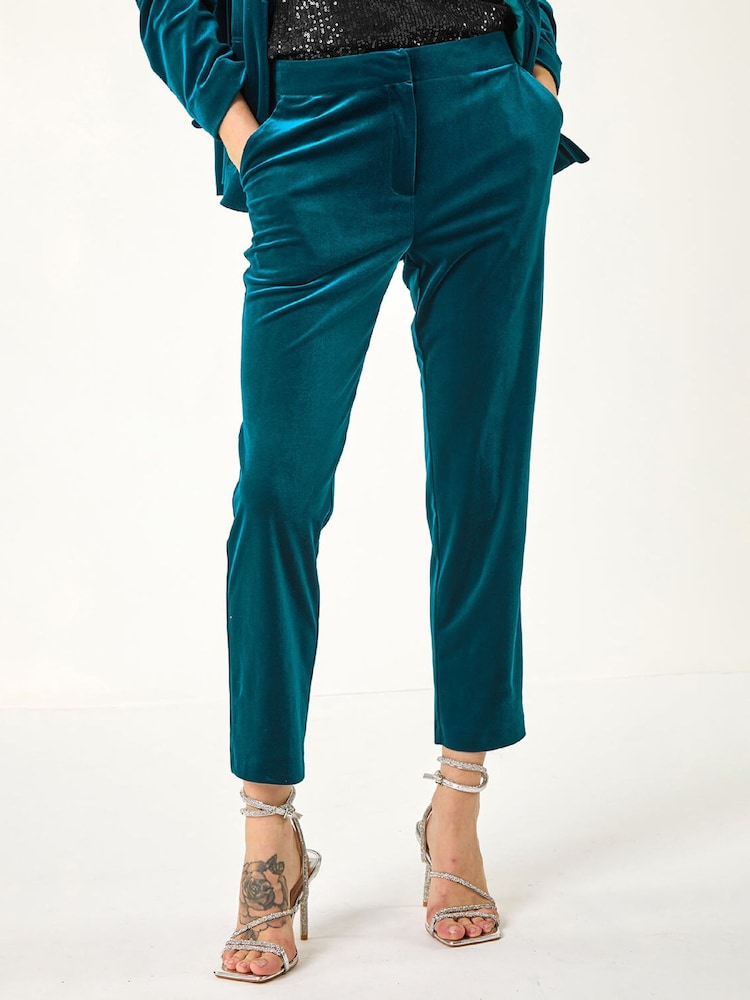 velvet cigarette trousers Buy Roman Blue Velvet Cigarette Stretch Trousers from Next Luxembourg