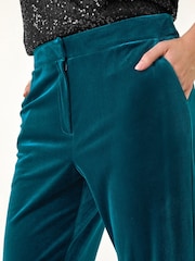 Roman Blue Velvet Cigarette Stretch Trousers - Image 5 of 5
