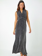 Roman Metallic Shimmer Twist Detail Stretch Maxi Dress - Image 2 of 4
