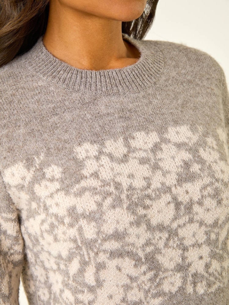 Roman Grey Soft Touch Floral Knit Jumper - Image 5 of 5 Roman Grey Soft Touch Floral Knit Jumper - Image 5 of 5