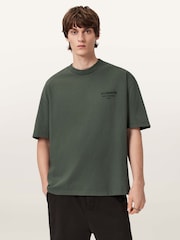 AllSaints Green Xander Short Sleeve Crew T-Shirt - Image 1 of 7