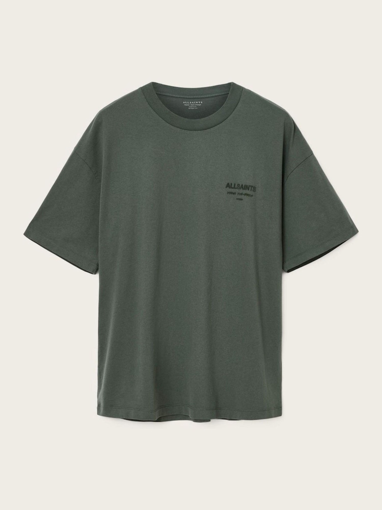AllSaints Green Xander Short Sleeve Crew Neck T-Shirt - Image 7 of 7 AllSaints Green Xander Short Sleeve Crew Neck T-Shirt - Image 7 of 7
