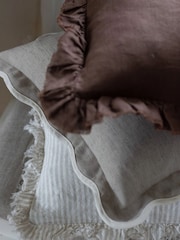 Ellenvale Interiors Beige Chloe Scalloped Edge Cushion Cover - Image 4 of 4