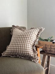 Ellenvale Interiors Brown Hallie Gingham Cushion Cover - Image 1 of 2