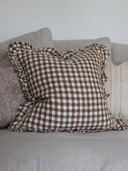 Ellenvale Interiors Brown Hallie Gingham Cushion Cover - Image 2 of 2