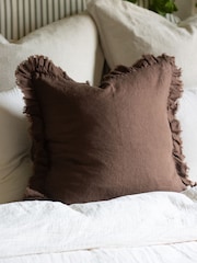 Ellenvale Interiors Dark Brown Hallie Ruffle Cushion Cover - Image 1 of 6