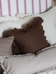 Ellenvale Interiors Dark Brown Hallie Ruffle Cushion Cover - Image 3 of 6