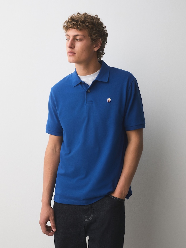 Blue Cobalt Regular Fit Short Sleeve Pique Polo Shirt - Image 1 of 7