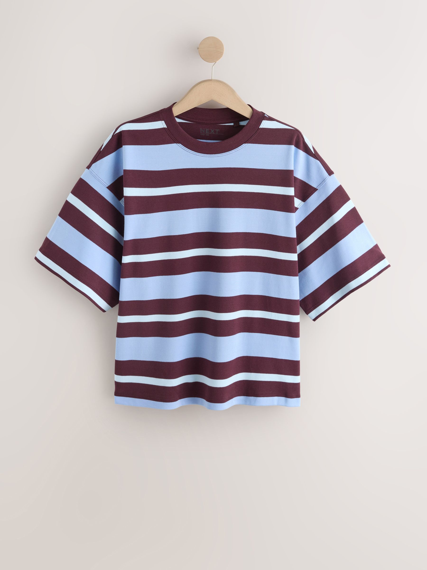 トップス house on the hill L/S Tee (Checker) 90 Buy Blue/Brown Stripe Oversized Boxy Fit Heavyweight Crew Neck T
