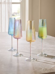 Set of 4 Multi Pastel Lustre Champagne Flutes - Image 1 of 3