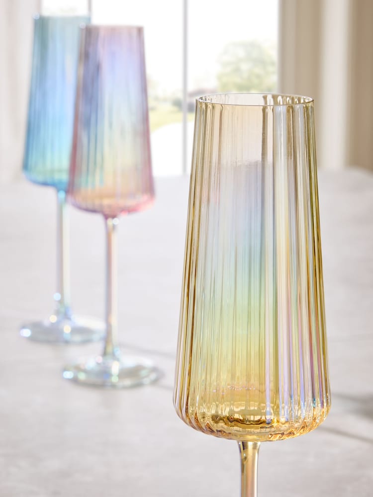 Set of 4 Multi Pastel Lustre Champagne Flutes - Image 2 of 3 Set of 4 Multi Pastel Lustre Champagne Flutes - Image 2 of 3