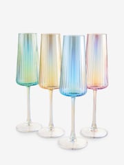 Set of 4 Multi Pastel Lustre Champagne Flutes - Image 3 of 3