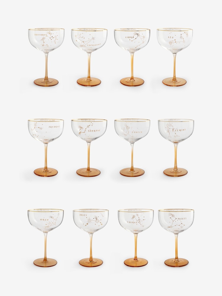 Gold Zodiac Star Sign Horoscope Cocktail Glass - Image 13 of 13 Gold Zodiac Star Sign Horoscope Cocktail Glass - Image 13 of 13