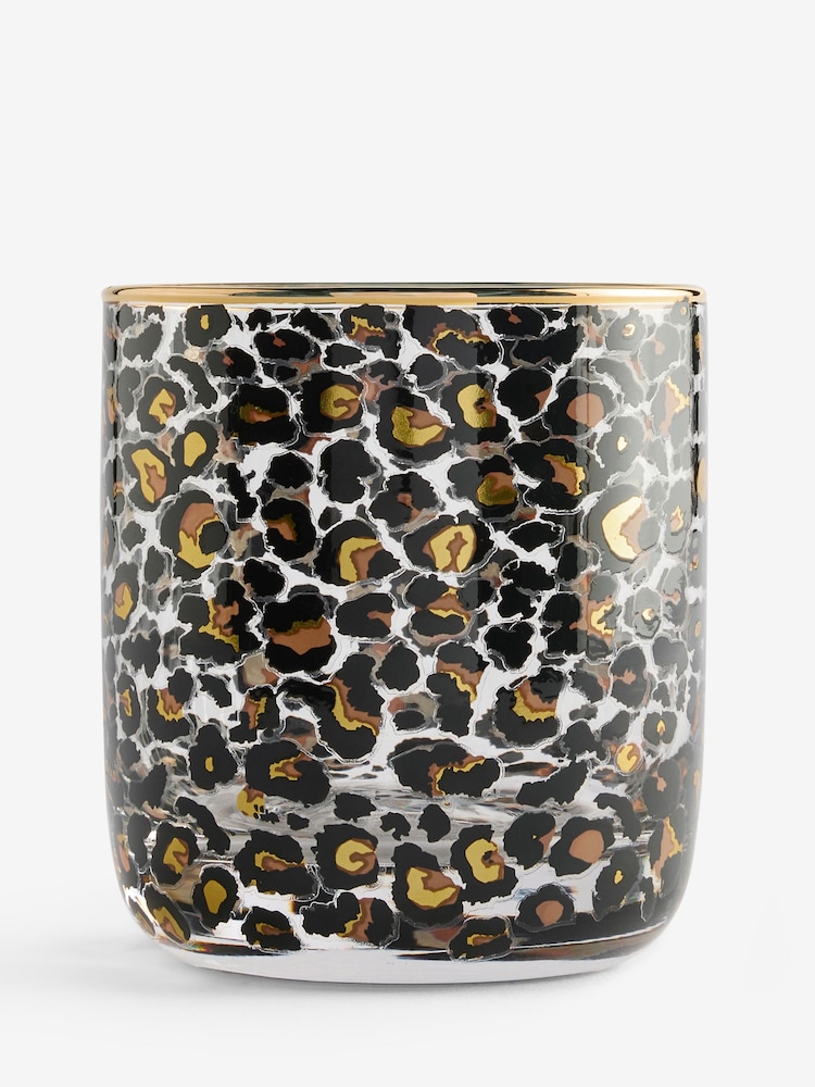 Set of 4 Black Leopard Print Tumbler Glasses - Image 1 of 1