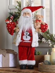 Festive 45cm Snowman Jumper Standing Santa Christmas Decor - Image 1 of 2