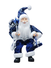 Festive 45cm Sitting Santa With Christmas Decoration Sack - Image 1 of 1